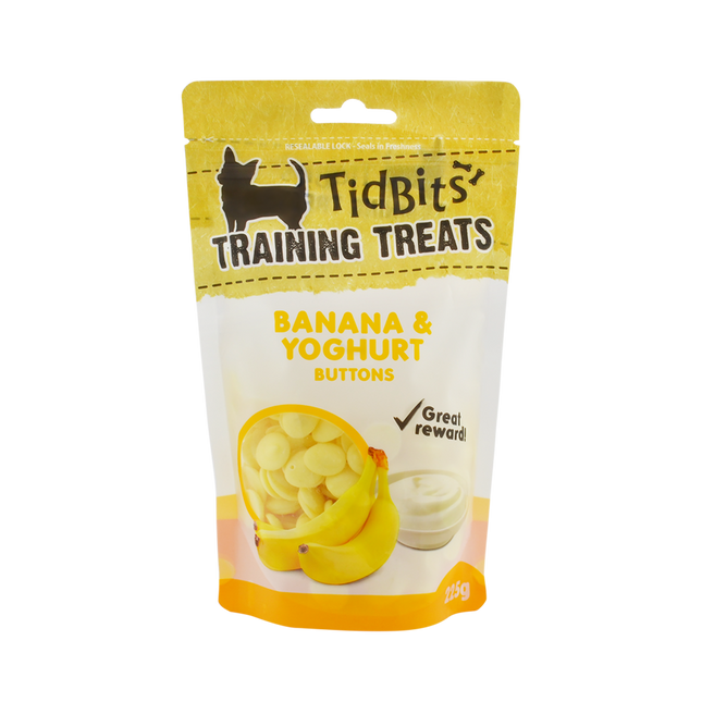 TidBits - Training Treats Banana & Yoghurt Buttons (250g)