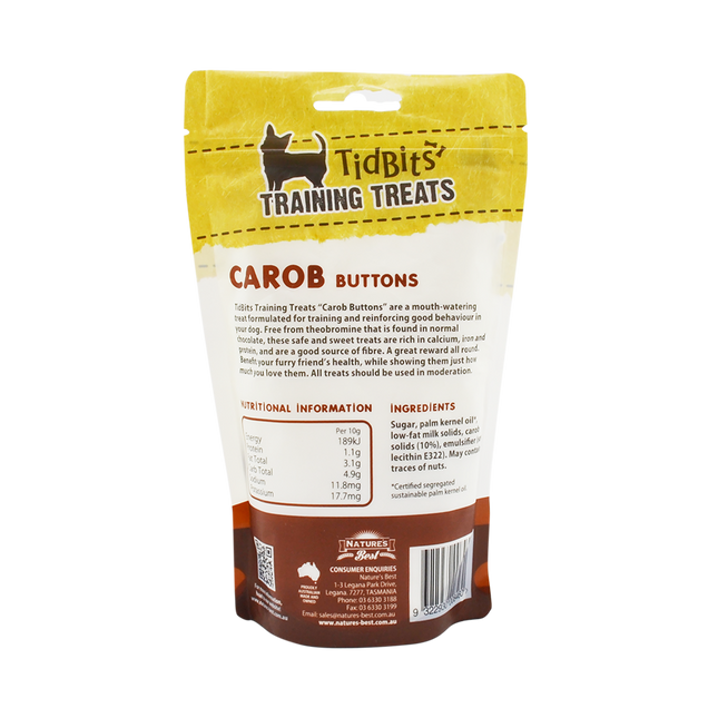 TidBits - Training Treats Carob Buttons (250g)
