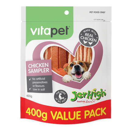VitaPet - JerHigh Chicken Sampler Pack Dog Treat (400g)