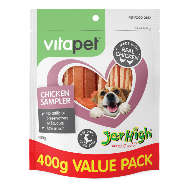 VitaPet - JerHigh Chicken Sampler Pack Dog Treat (400g)