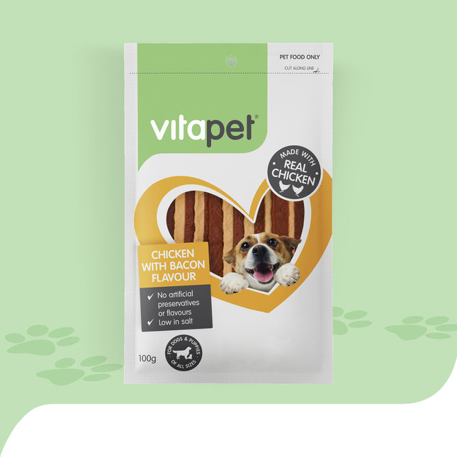 VitaPet - JerHigh Chicken Bacon Strips Dog Treats (100g)