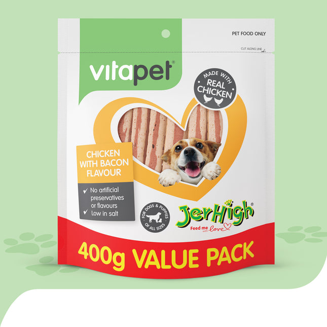VitaPet - JerHigh Chicken Bacon Strips Dog Treats (400g)